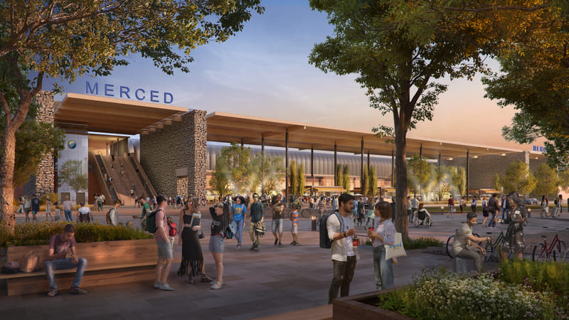 Merced station rendering. 