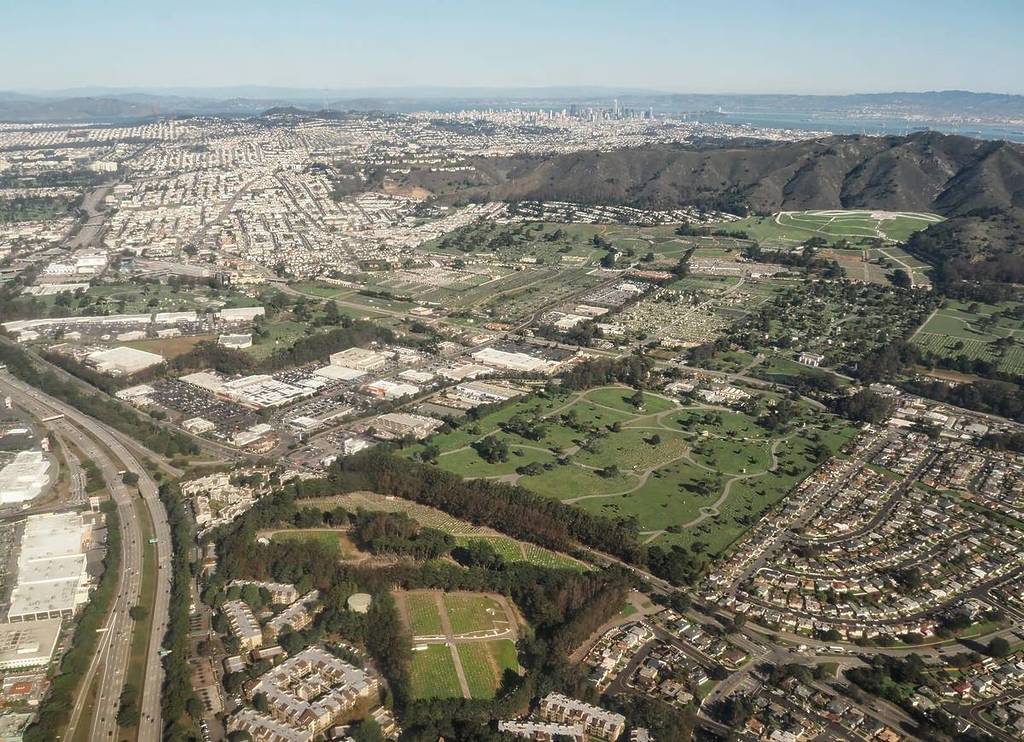 Colma California aerial view.