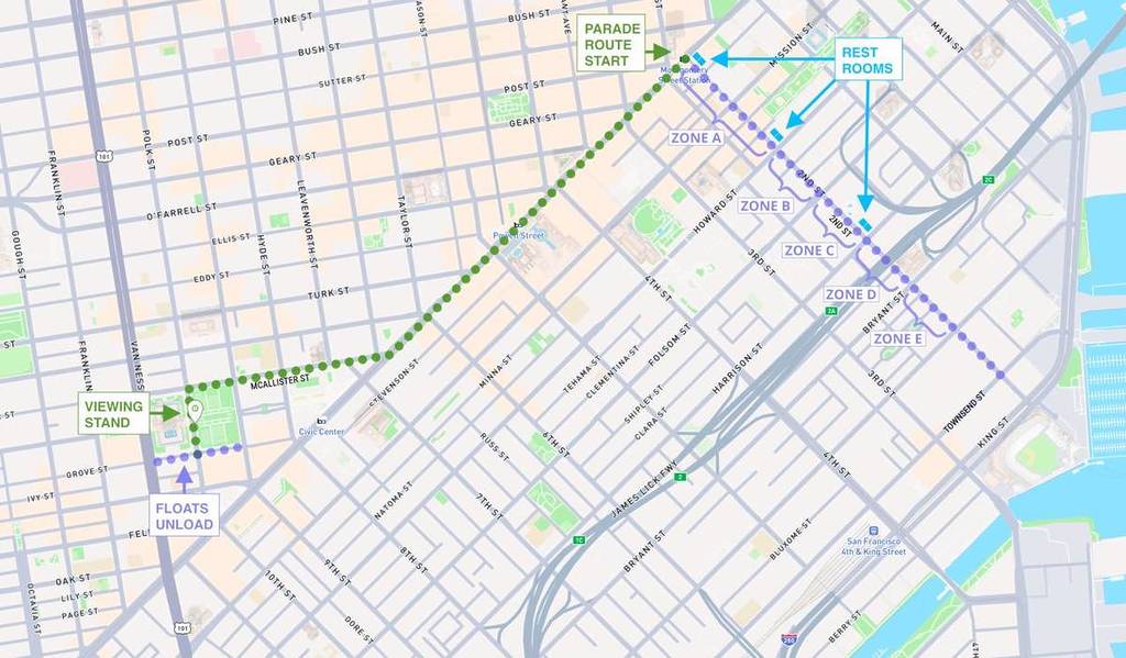 St. Patrick's Day Parade route map