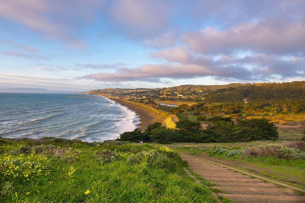 Mori Point sunset and view over Sharp Point Beach.