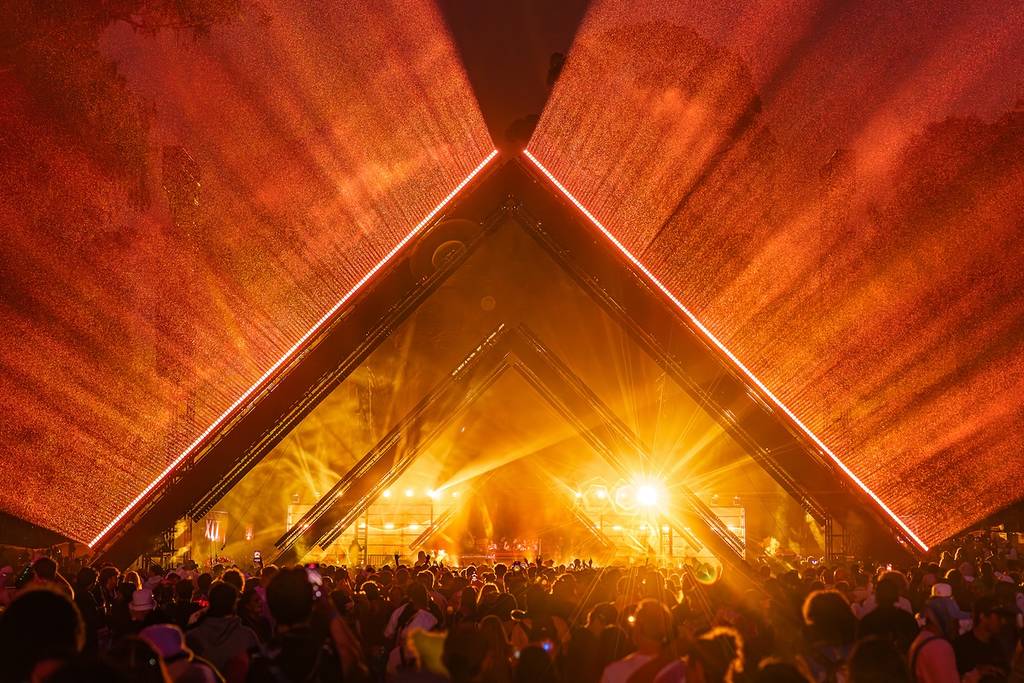 a stage with a big crowd at Outside Lands