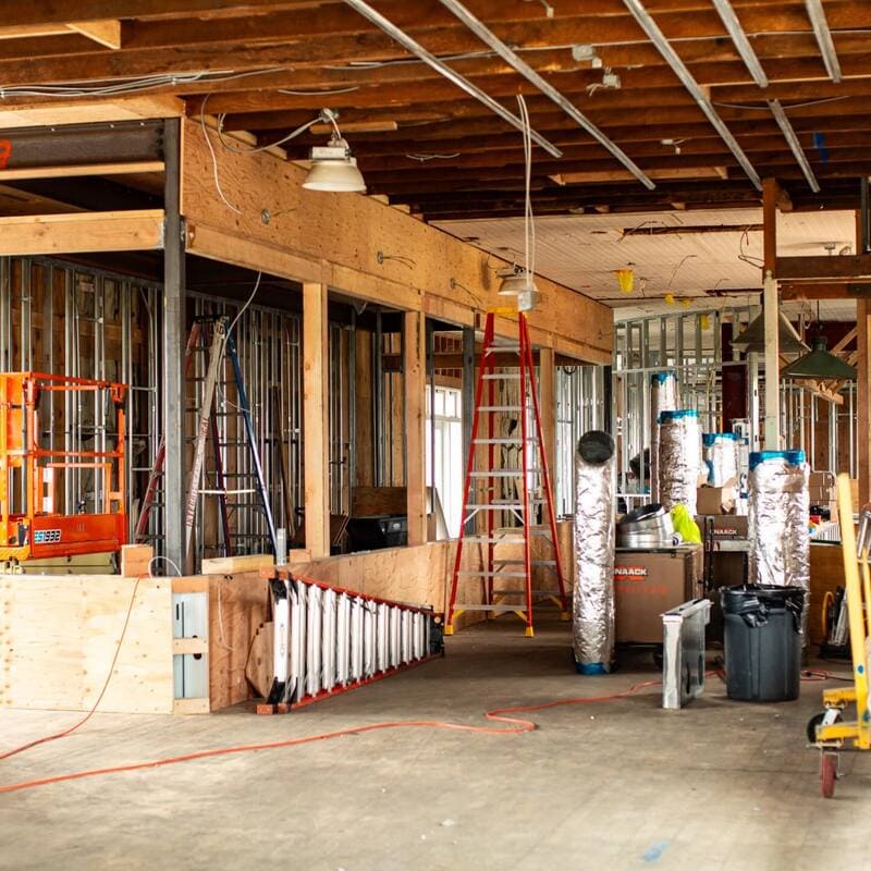 Presidio Mess Hall construction.