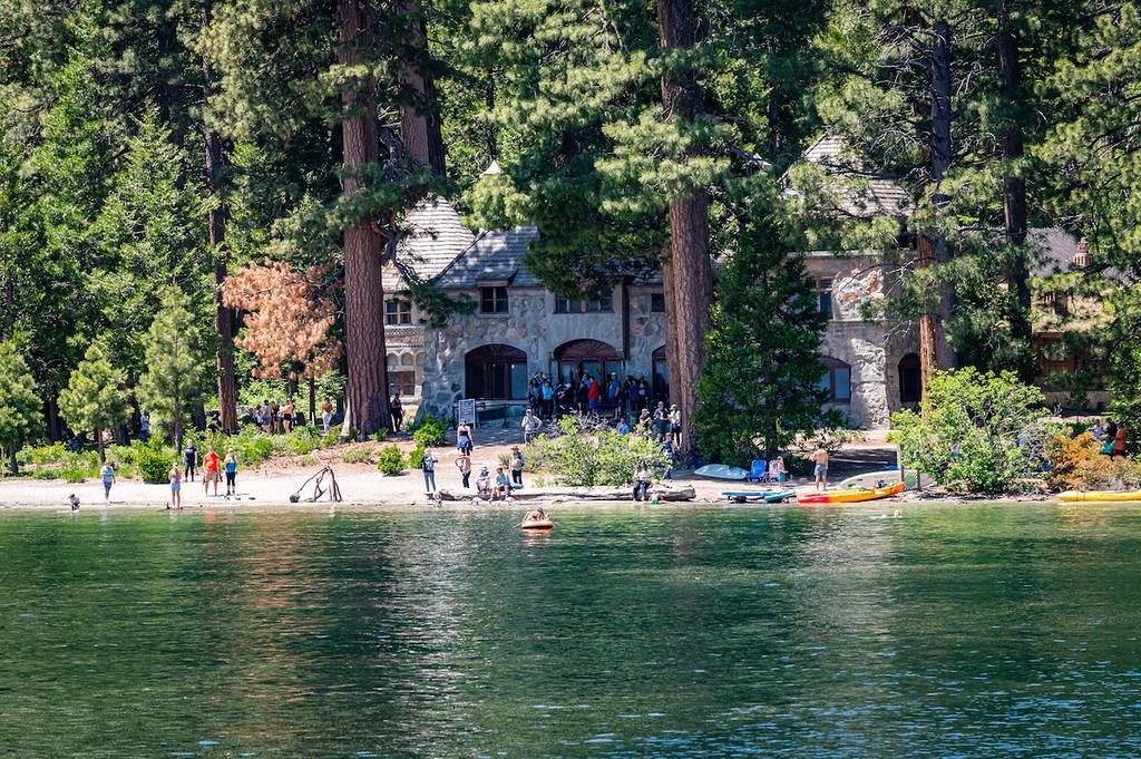 a castle in lake tahoe on a sunny day