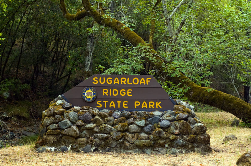 Sign at entrance of Sugarloaf Ridge State Park