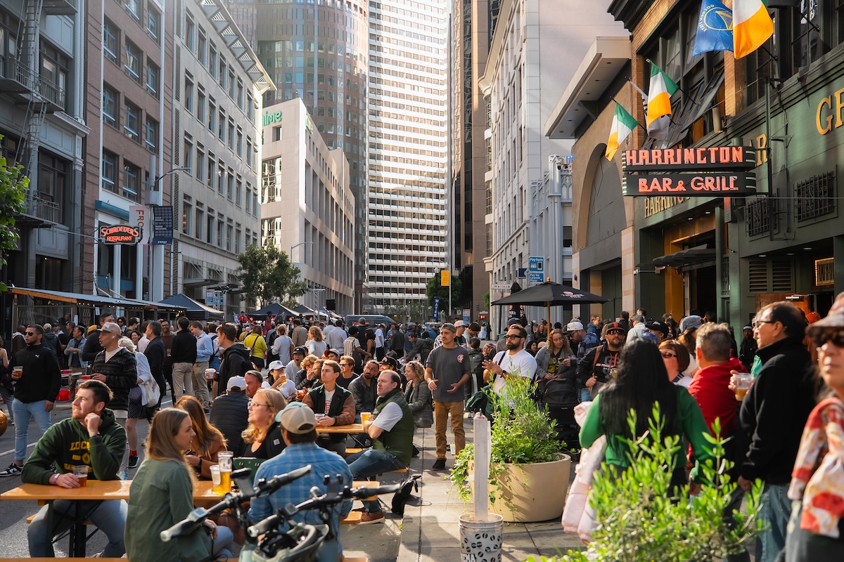 Downtown SF is closing a block for a free, 5-hour block party with live music, drinks, and a screening of the Valkyries' game
