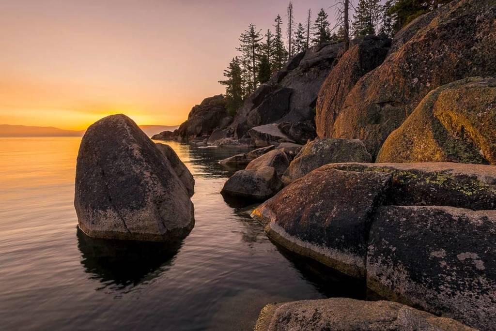 DL Bliss State Park at sunset.