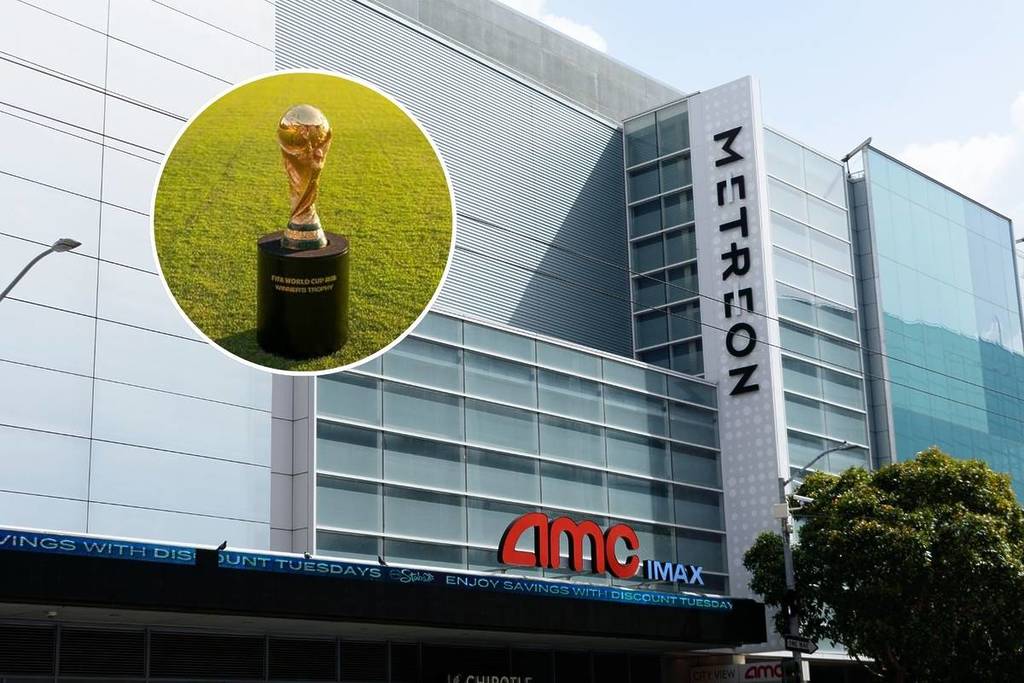 FIFA World Cup trophy and exterior of SF Metreon AMC.