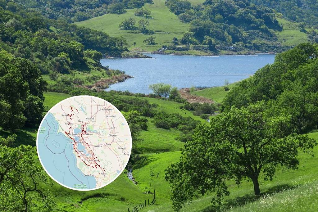 Calero County Park and Reservoir with Bay Area Ridge Trail Map