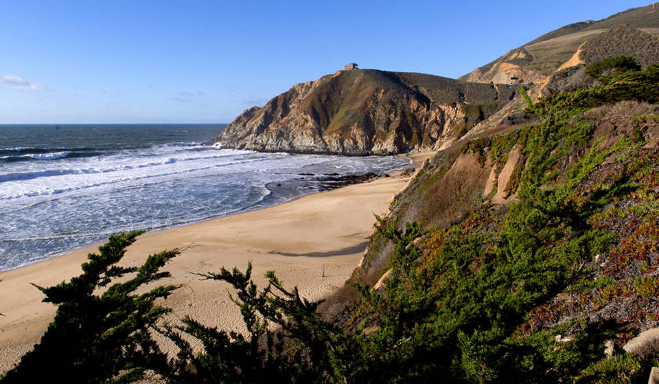 30 minutes from SF: This 1.3-mile highway-turned-hiking trail leads to a sheltered, clothing-optional beach famous for whale sightings