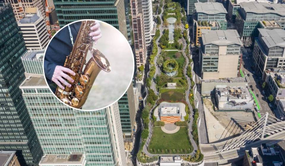 This Saturday: San Francisco’s futuristic rooftop park is hosting a free big band jazz concert in its outdoor amphitheater, 70 feet above street level
