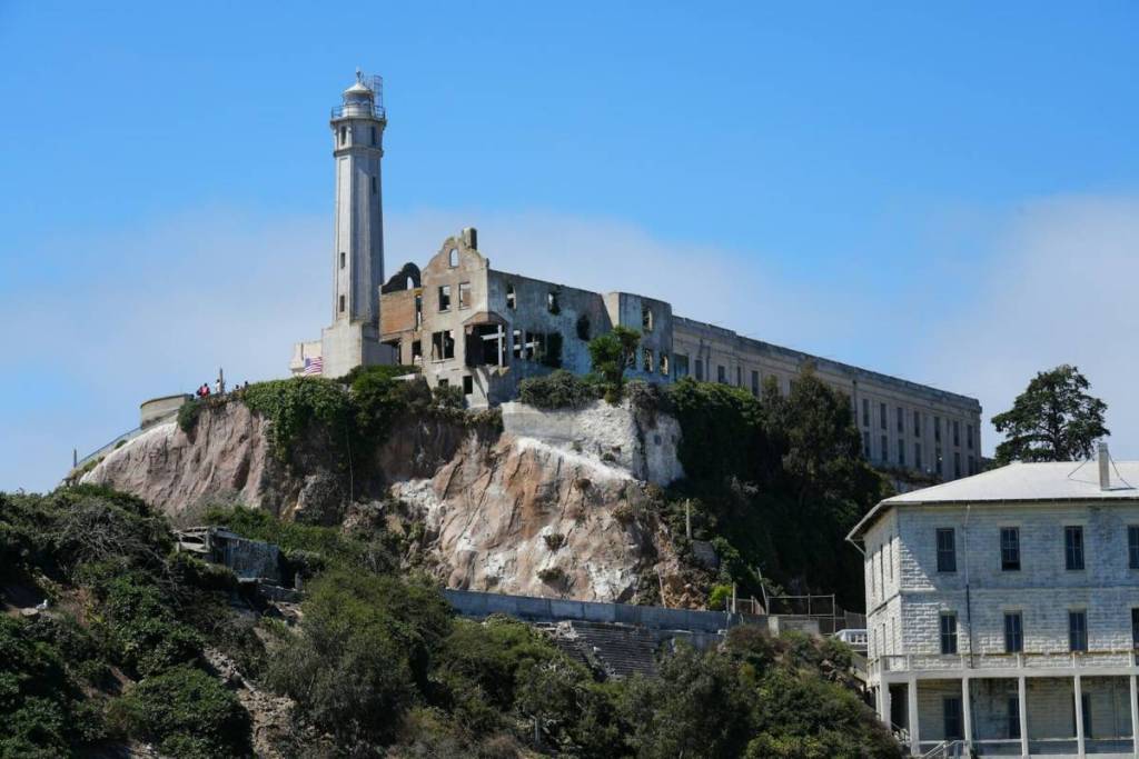 Crumbling buildings on Alcatraz
