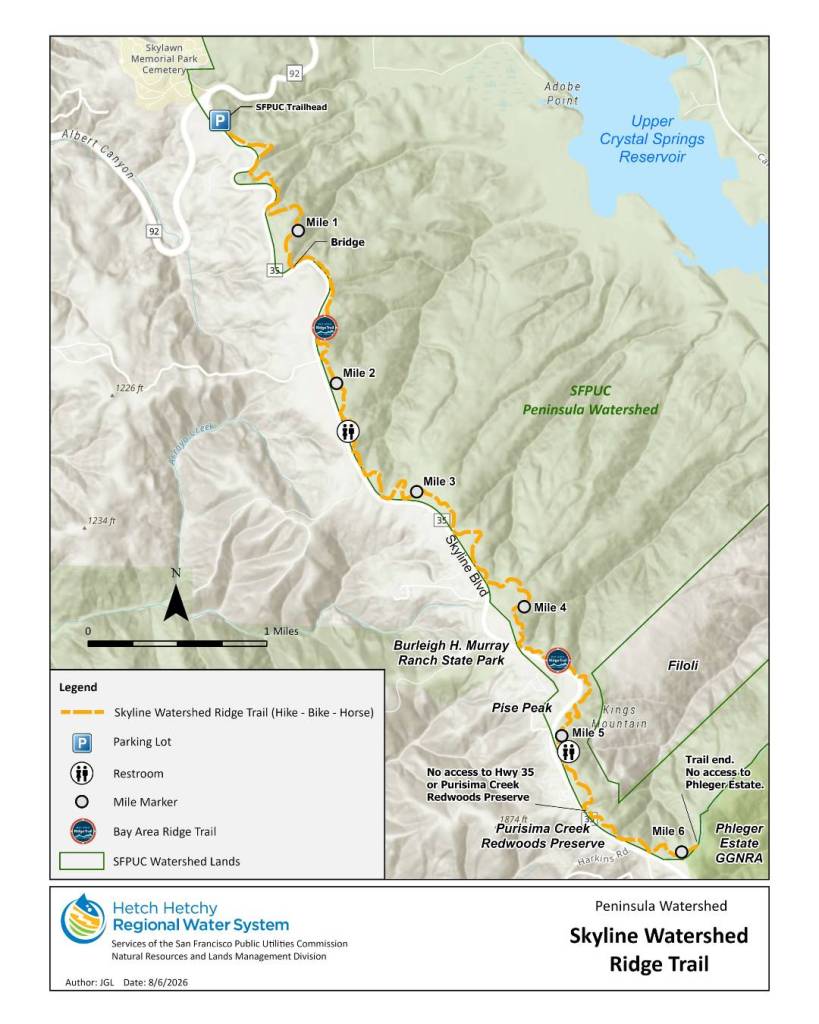 Skyline Watershed Ridge trail map