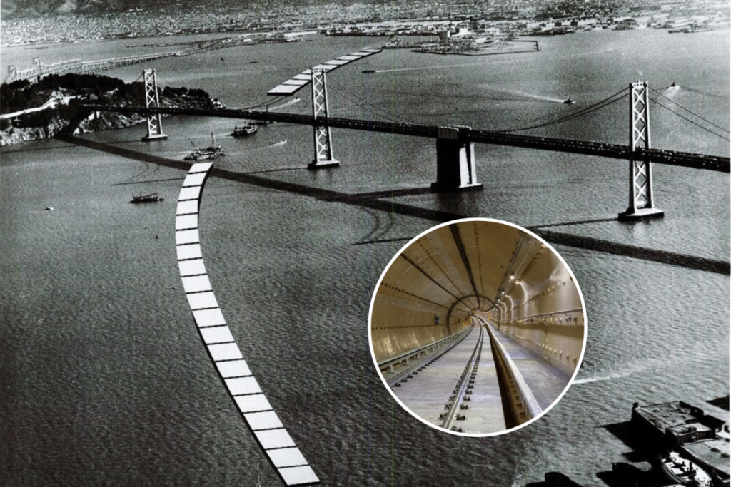 SF Transbay Tube route historical photo and view inside the tube