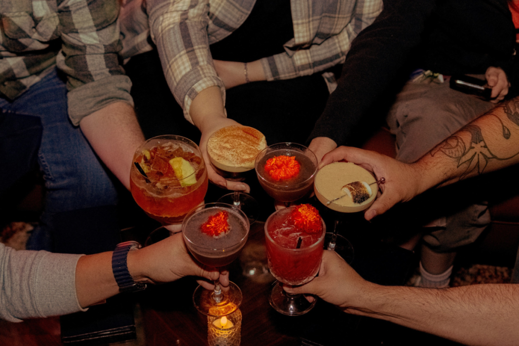 drinks at a bar