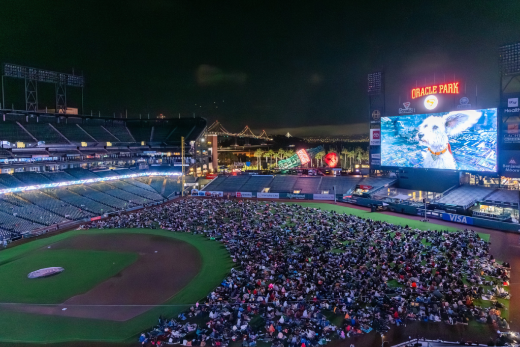 A movie night at Oracle Park