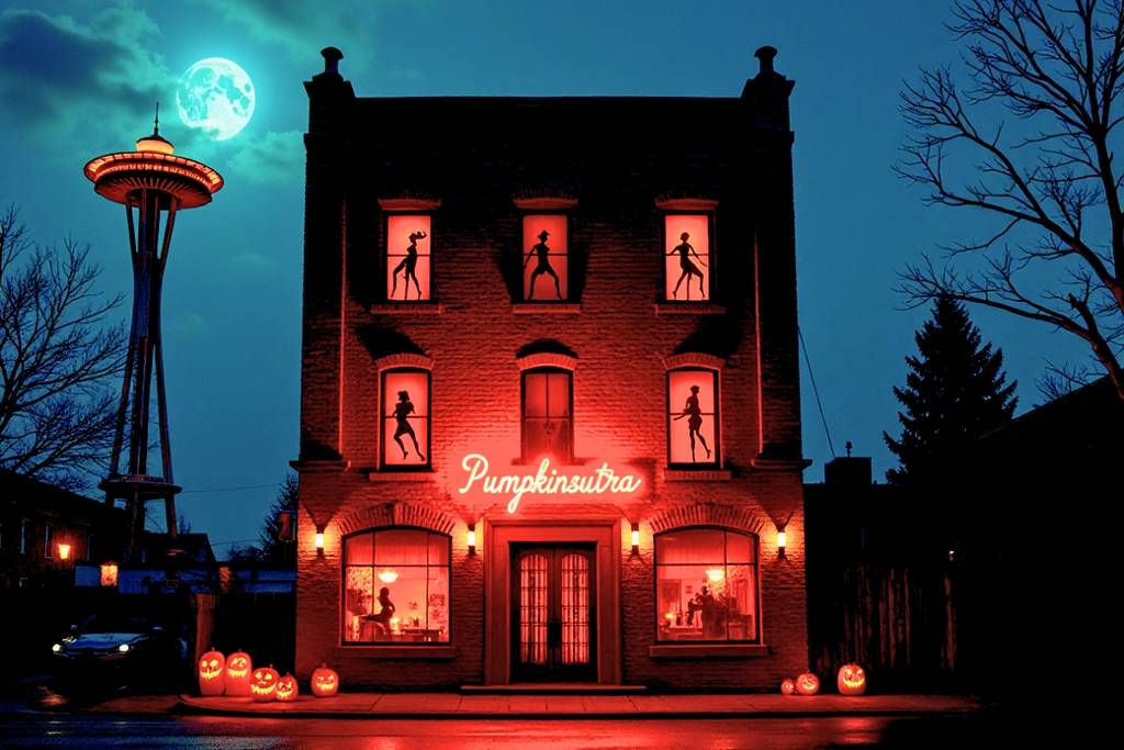 Un edificio con Pumpkinsutra en la fachada