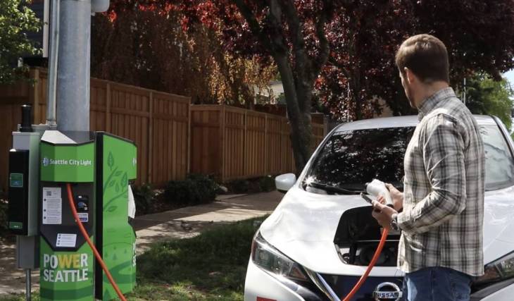 Promising relief for local apartment residents without private parking, Seattle is rolling out hundreds of new curbside EV chargers