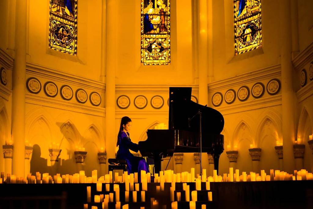 A pianist performing at a Candlelight concert