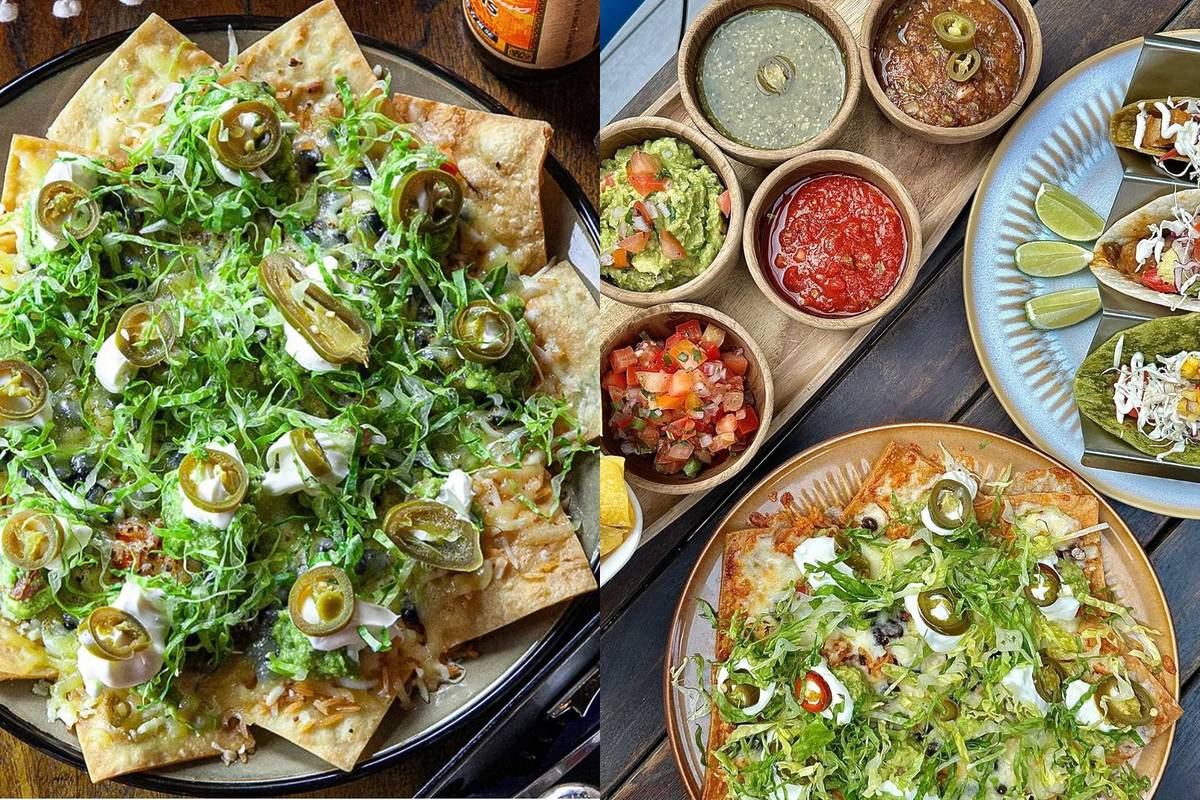 Cafe Iguana nachos with ingredients on top