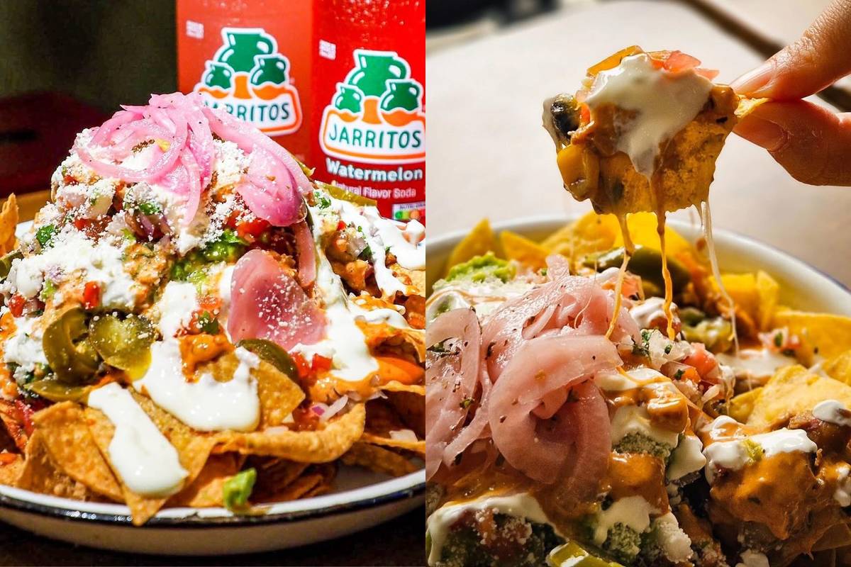 Huevos nachos in Singapore loaded with beef