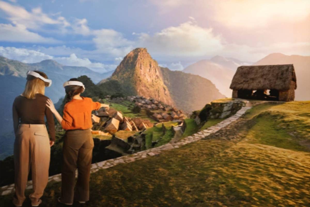 A pair of guests immersed in the Machu Picchu VR Experience things to do with kids