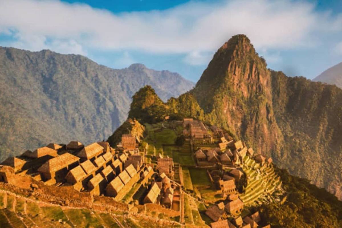 An Incan village nestled within the mountains of Machu Picchu