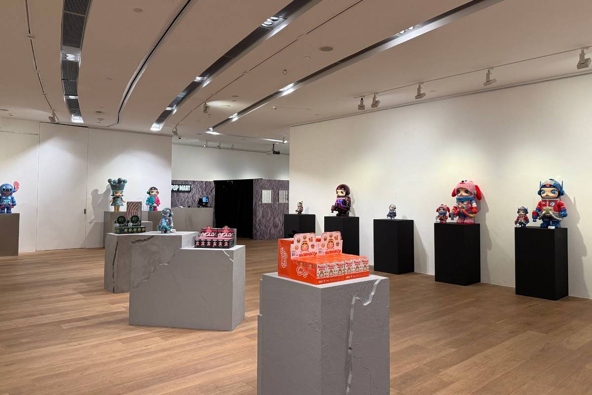 figurines on sale at Mega Space Molly exhibition at ION Gallery August 2025