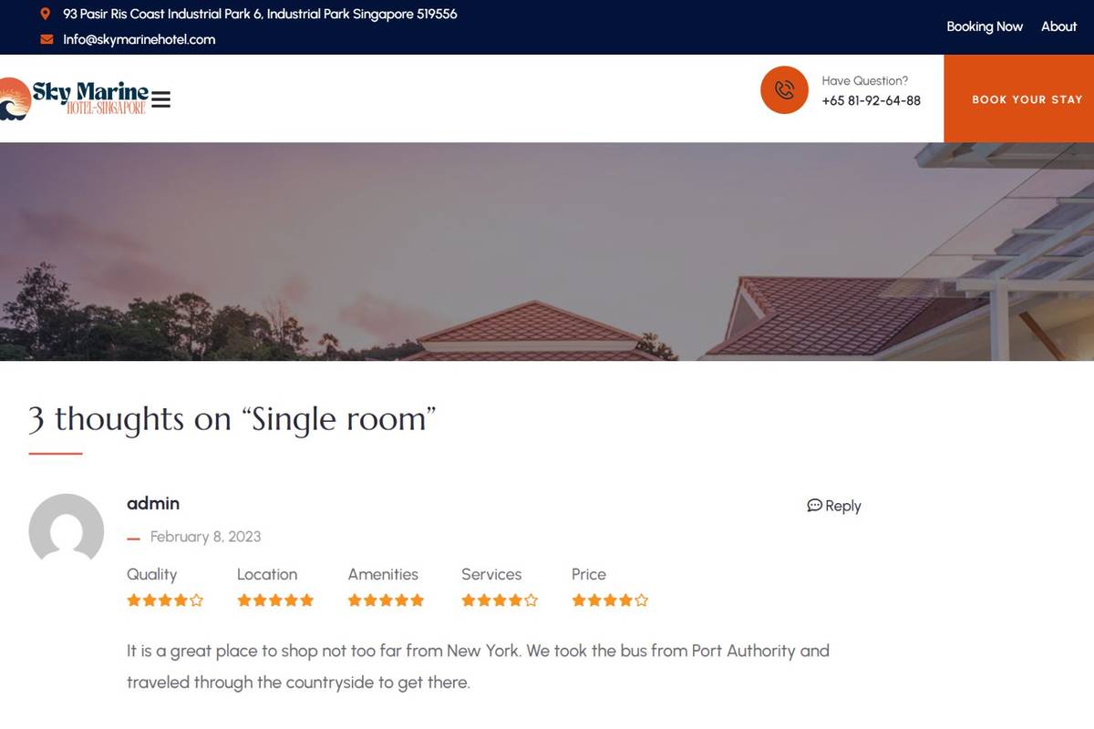 screenshots of fake reviews on SG hotel
