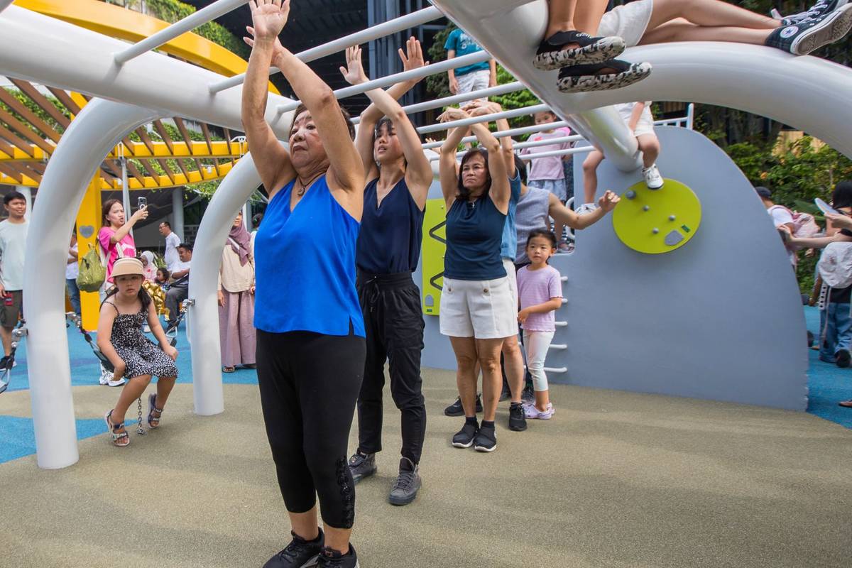 seniors playing at new playground at national museum of Singapore