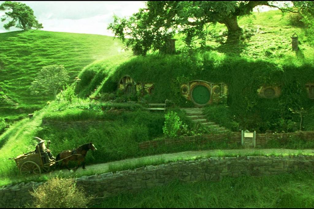 Gandalf riding his carriage through The Shire in The Lord of the Rings