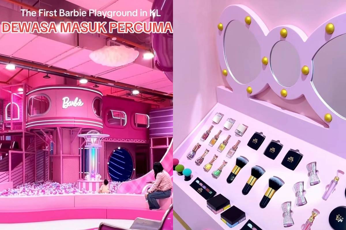 massive indoor Barbie playground in KL with pink ball pit and makeup stations