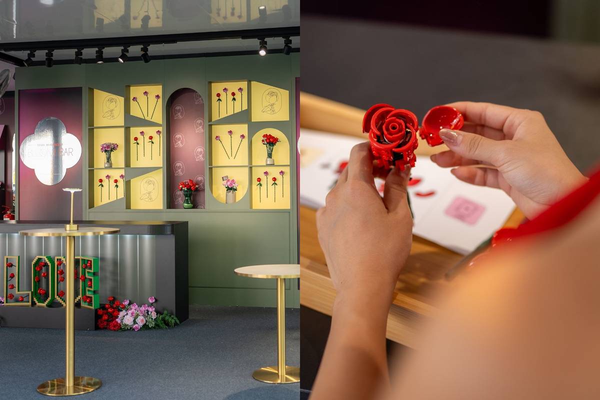 create LEGO roses at Raffles City