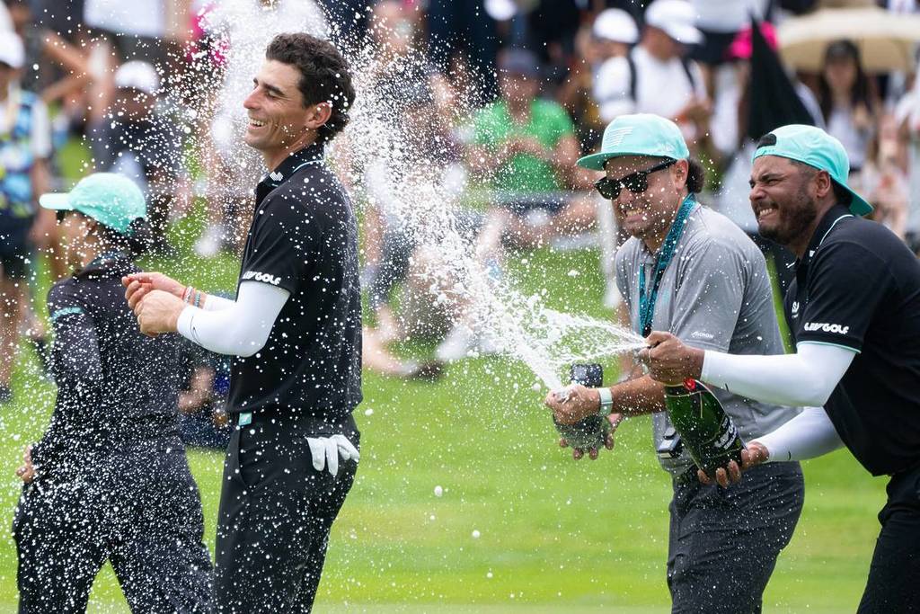 Golfers celebrating at LIV Golf