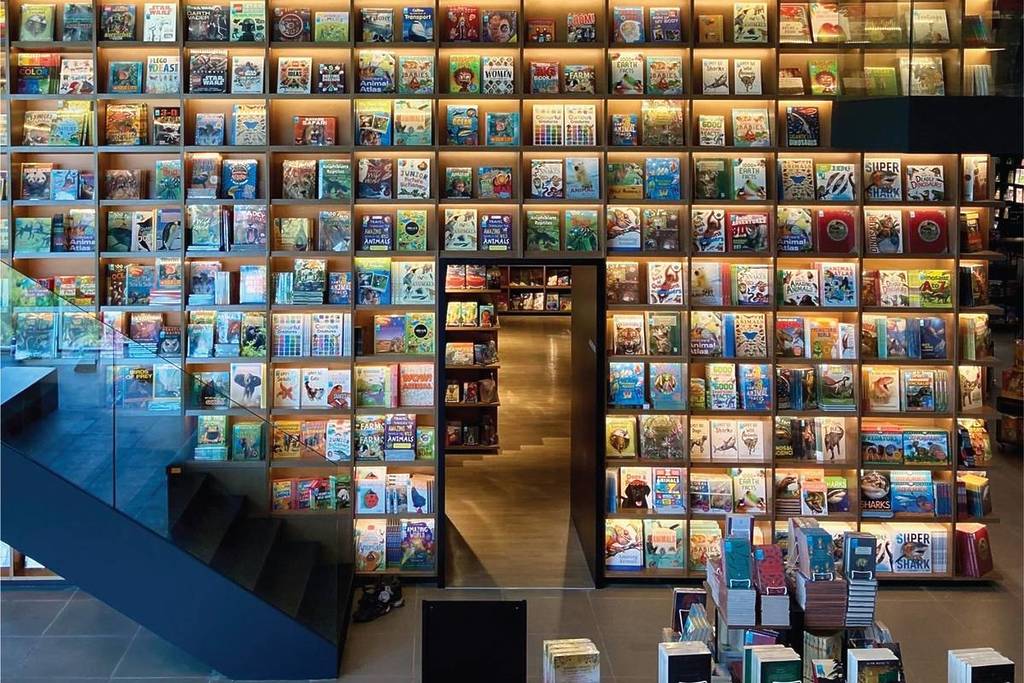 large book shelves in bookstore in JB 