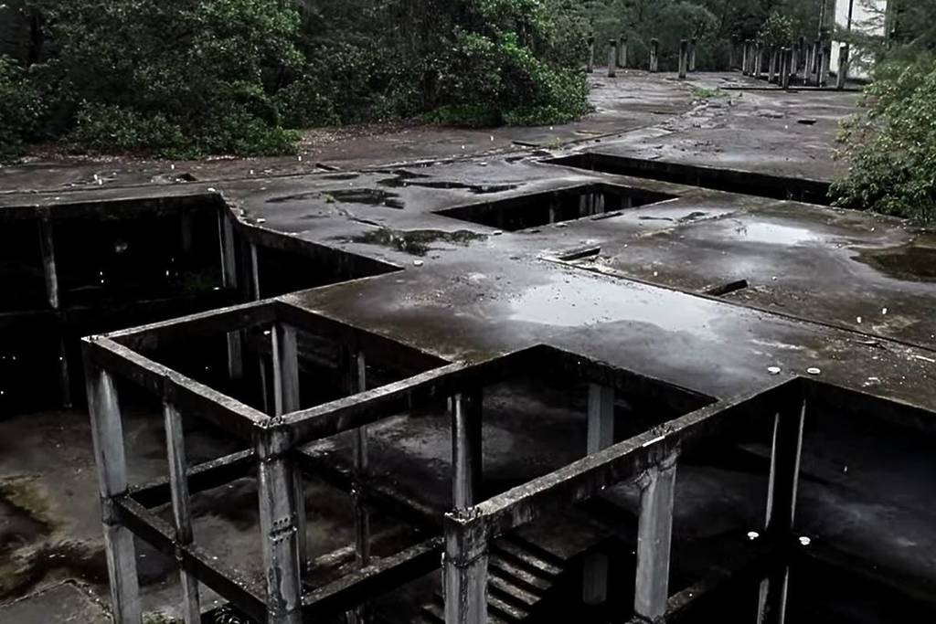 structure of eerie ghost resort near beach in Desaru Coast