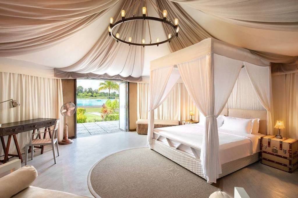 glamping Treasure Bay Bintan beside blue waters