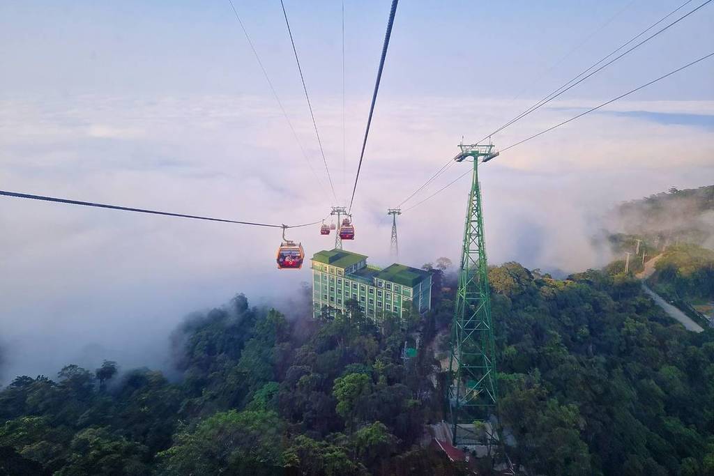 record-breaking cable car to Ba Na Hills French ancient castle kingdom in Da Nang Vietnam