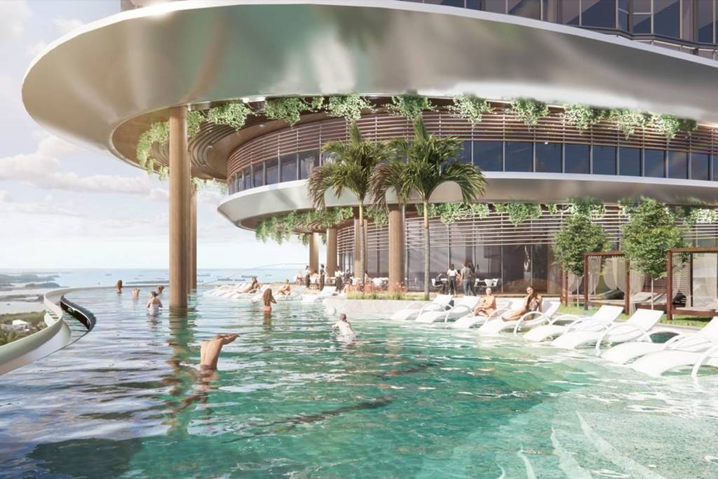 new sky swimming pool at luxury hotel opening in Batam, Indonesia 