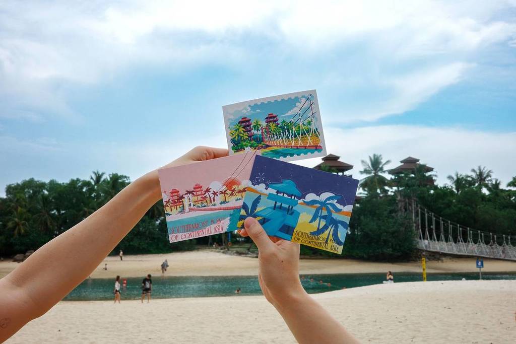 colourful postcards to send from Sentosa