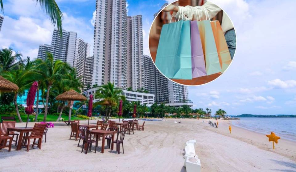 This marine-themed coastal mall just 12 mins from Singapore has a 400m white sand beach, trendy stores &amp; a cosy cinema—at Malaysian prices