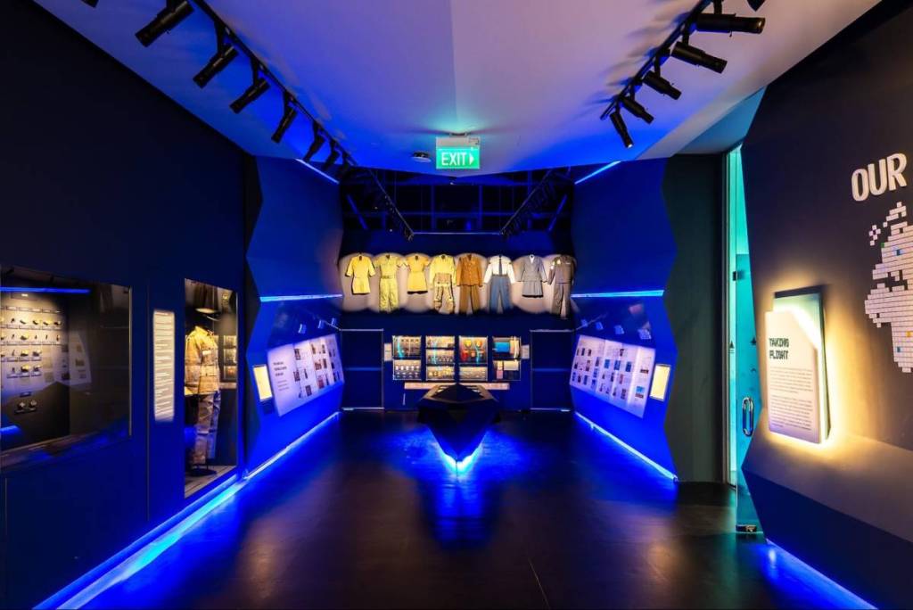 A display of uniforms inside the Singapore Air Force Museum