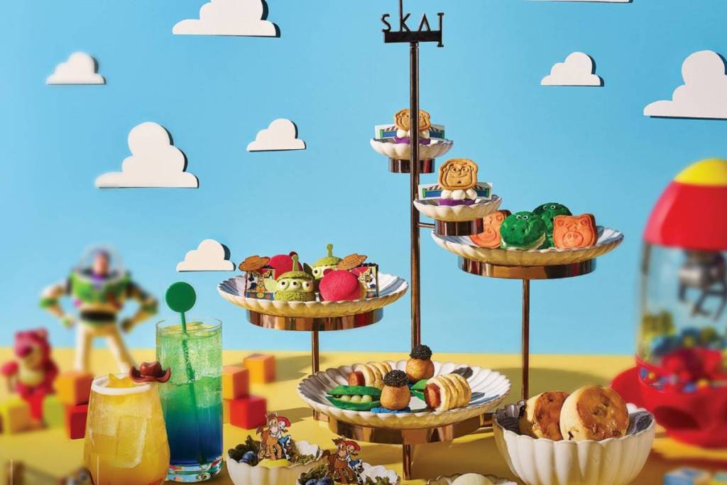 Singapore's first Toy Story High Tea offers Alien Matcha Choux & Slinky Dog Wagyu 70 floors high in SKAI