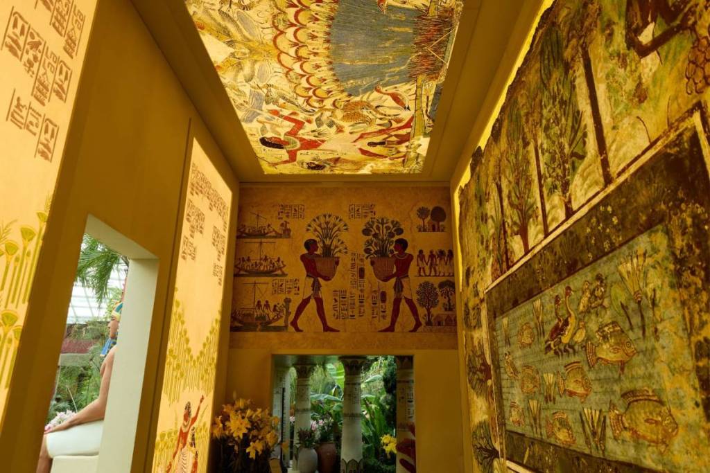 sacred icons in Flower Dome Ancient Egyptian