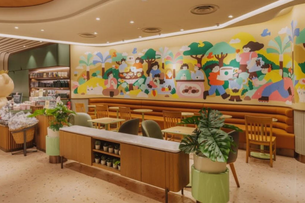 Starbucks WEAVE with patterns on walls