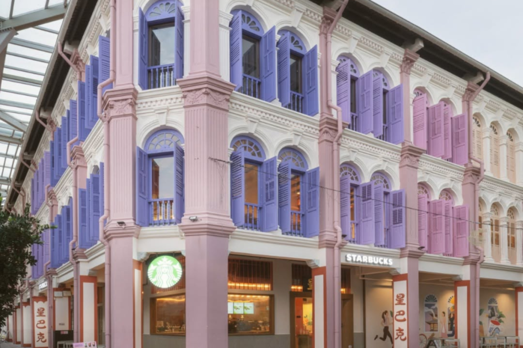 pink and purple Starbucks in Chinatown