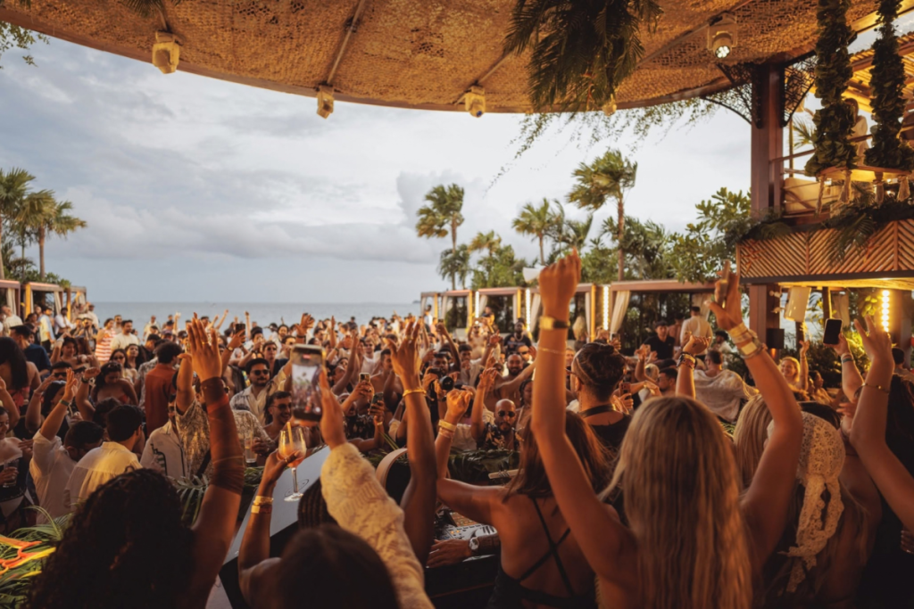 partying at floating beach club in Phuket 