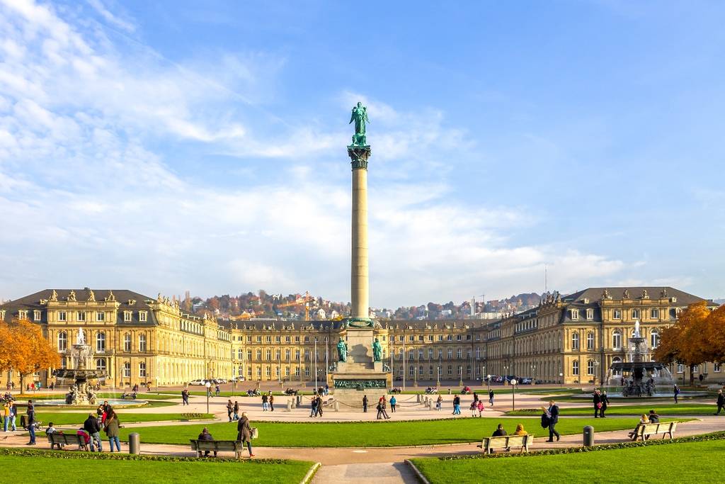 Schlossplatz, where the New Palace in Stuttgart is located