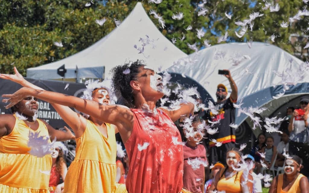 A woman dancing at Australia Day concert