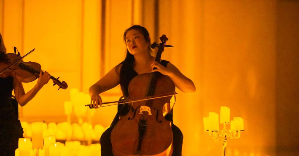 A musician playing the cello