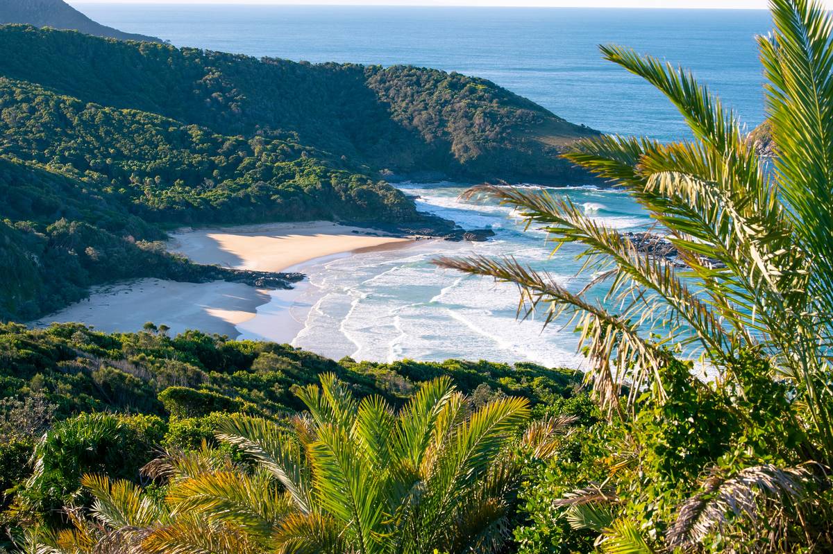 Views of North Smoky Beach from Smoky Cape Lighthouse, overlooking the rugged coastline